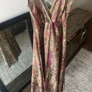 Maxi satin paisley floral dress size S/M new with tags
